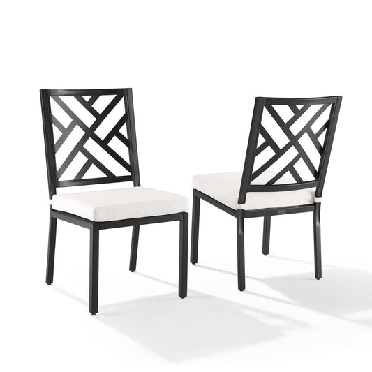Crosley Furniture - Locke 2Pc Outdoor Dining Chair Set Creme/Matte Black - 2 Chairs - KO60050MB-CR_CLOSEOUT veiw 1