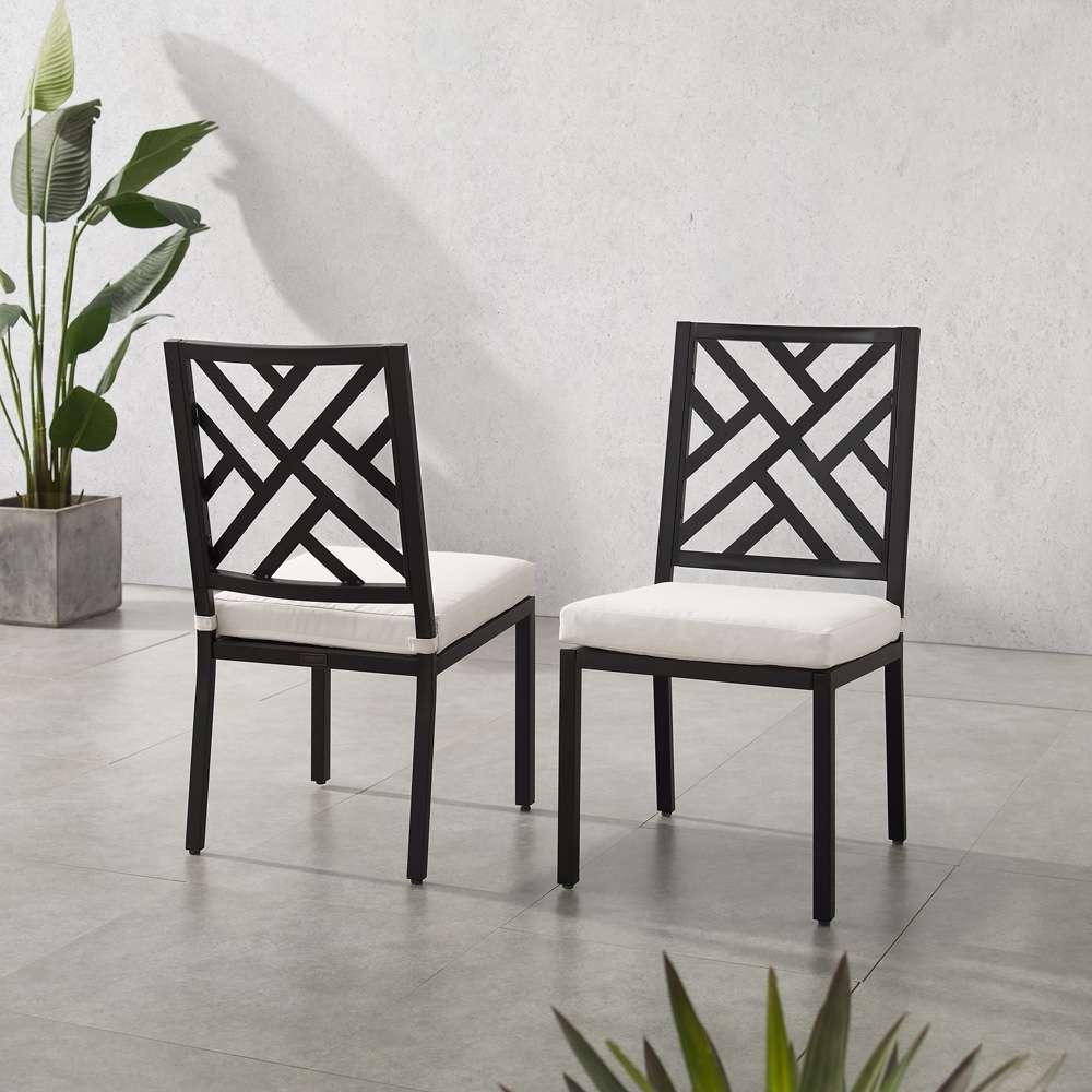 Crosley Furniture - Locke 2Pc Outdoor Dining Chair Set Creme/Matte Black - 2 Chairs - KO60050MB-CR_CLOSEOUT veiw 2