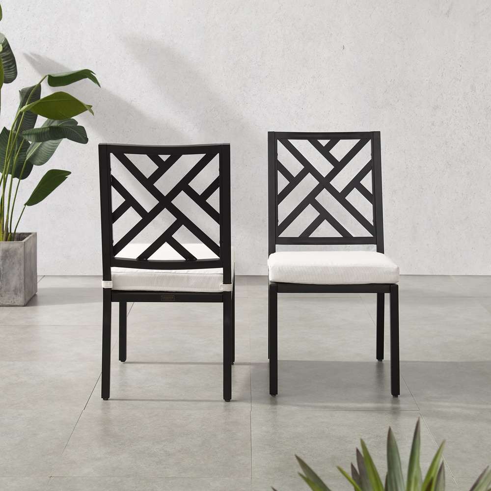 Crosley Furniture - Locke 2Pc Outdoor Dining Chair Set Creme/Matte Black - 2 Chairs - KO60050MB-CR_CLOSEOUT veiw 3