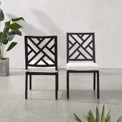 Crosley Furniture - Locke 2Pc Outdoor Dining Chair Set Creme/Matte Black - 2 Chairs - KO60050MB-CR_CLOSEOUT veiw 3