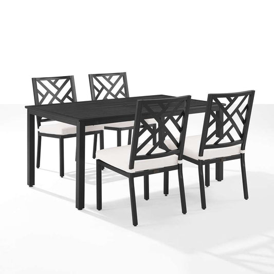 Crosley Furniture - Locke 5Pc Outdoor Dining Set Creme/Matte Black - Table & 4 Chairs - KO60051MB-CR_CLOSEOUT veiw 1