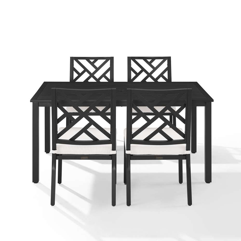 Crosley Furniture - Locke 5Pc Outdoor Dining Set Creme/Matte Black - Table & 4 Chairs - KO60051MB-CR_CLOSEOUT veiw 6