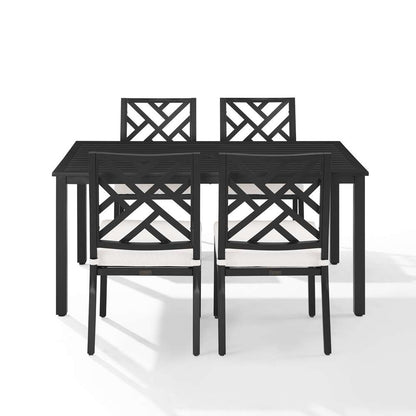 Crosley Furniture - Locke 5Pc Outdoor Dining Set Creme/Matte Black - Table & 4 Chairs - KO60051MB-CR_CLOSEOUT veiw 6