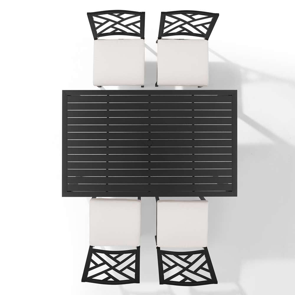 Crosley Furniture - Locke 5Pc Outdoor Dining Set Creme/Matte Black - Table & 4 Chairs - KO60051MB-CR_CLOSEOUT veiw 7