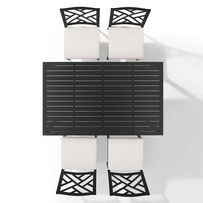 Crosley Furniture - Locke 5Pc Outdoor Dining Set Creme/Matte Black - Table & 4 Chairs - KO60051MB-CR_CLOSEOUT veiw 7