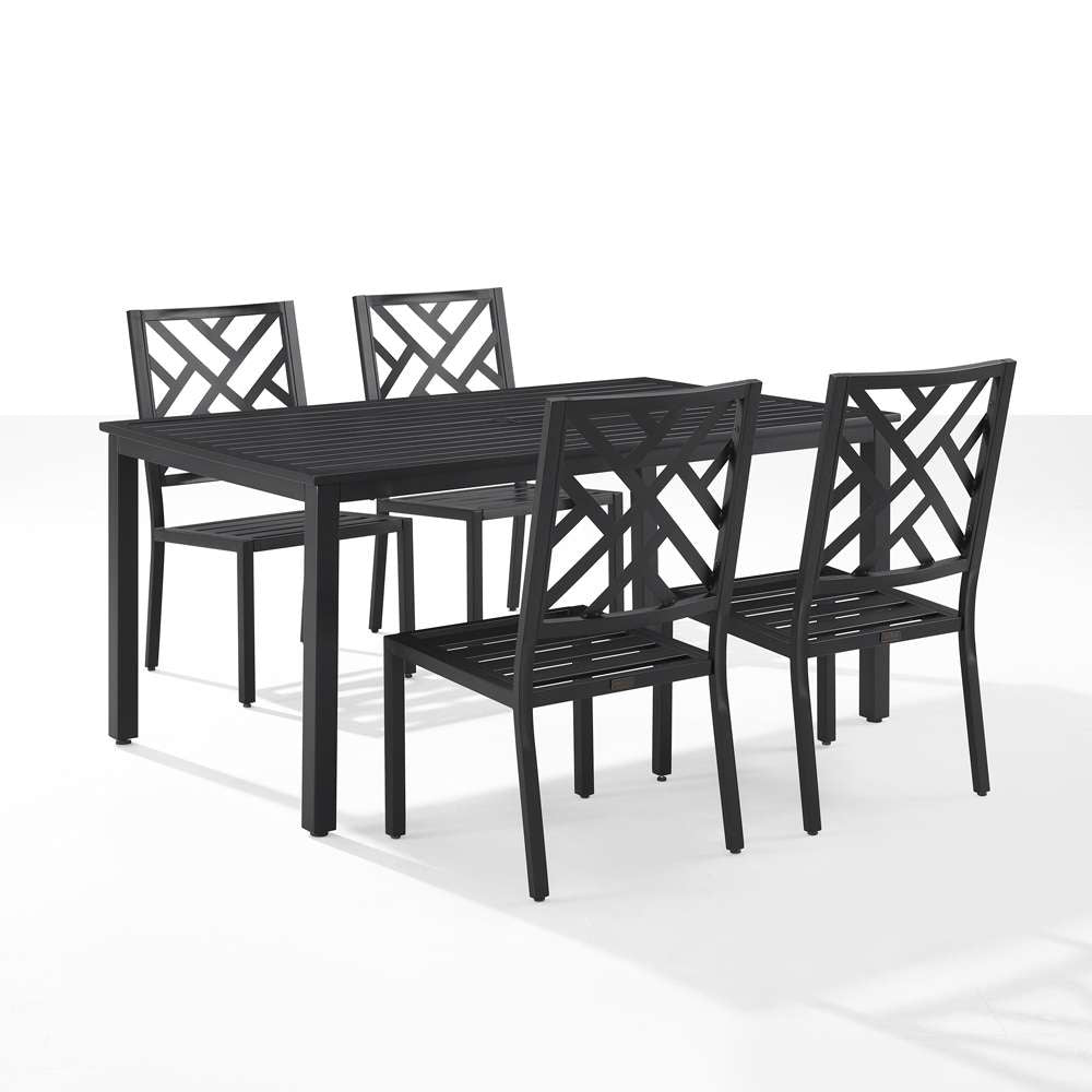 Crosley Furniture - Locke 5Pc Outdoor Dining Set Creme/Matte Black - Table & 4 Chairs - KO60051MB-CR_CLOSEOUT veiw 8