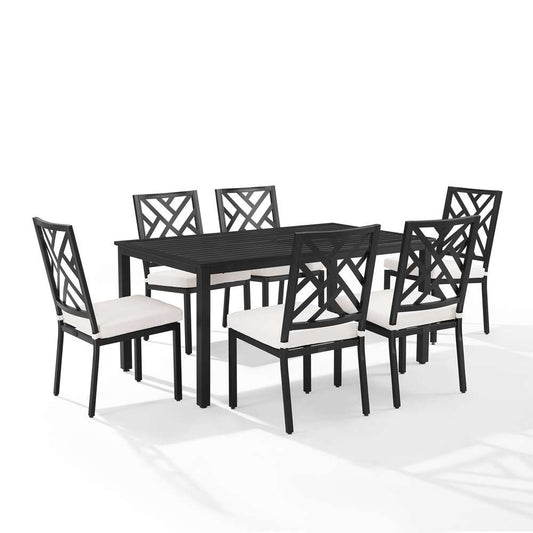 Crosley Furniture - Locke 7Pc Outdoor Dining Set Creme/Matte Black - Table & 6 Chairs - KO60052MB-CR_CLOSEOUT veiw 1
