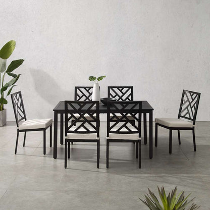 Crosley Furniture - Locke 7Pc Outdoor Dining Set Creme/Matte Black - Table & 6 Chairs - KO60052MB-CR_CLOSEOUT veiw 3