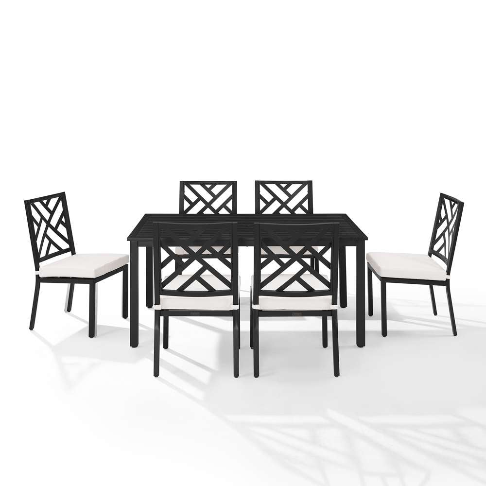 Crosley Furniture - Locke 7Pc Outdoor Dining Set Creme/Matte Black - Table & 6 Chairs - KO60052MB-CR_CLOSEOUT veiw 6