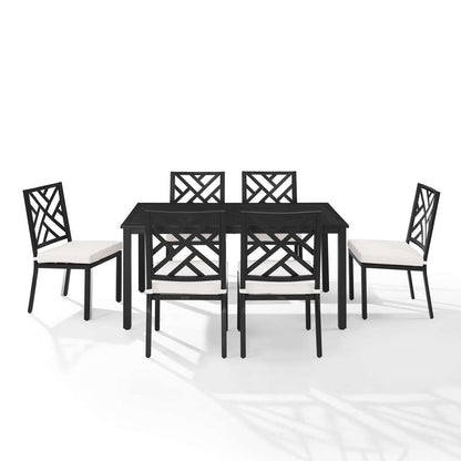 Crosley Furniture - Locke 7Pc Outdoor Dining Set Creme/Matte Black - Table & 6 Chairs - KO60052MB-CR_CLOSEOUT veiw 6