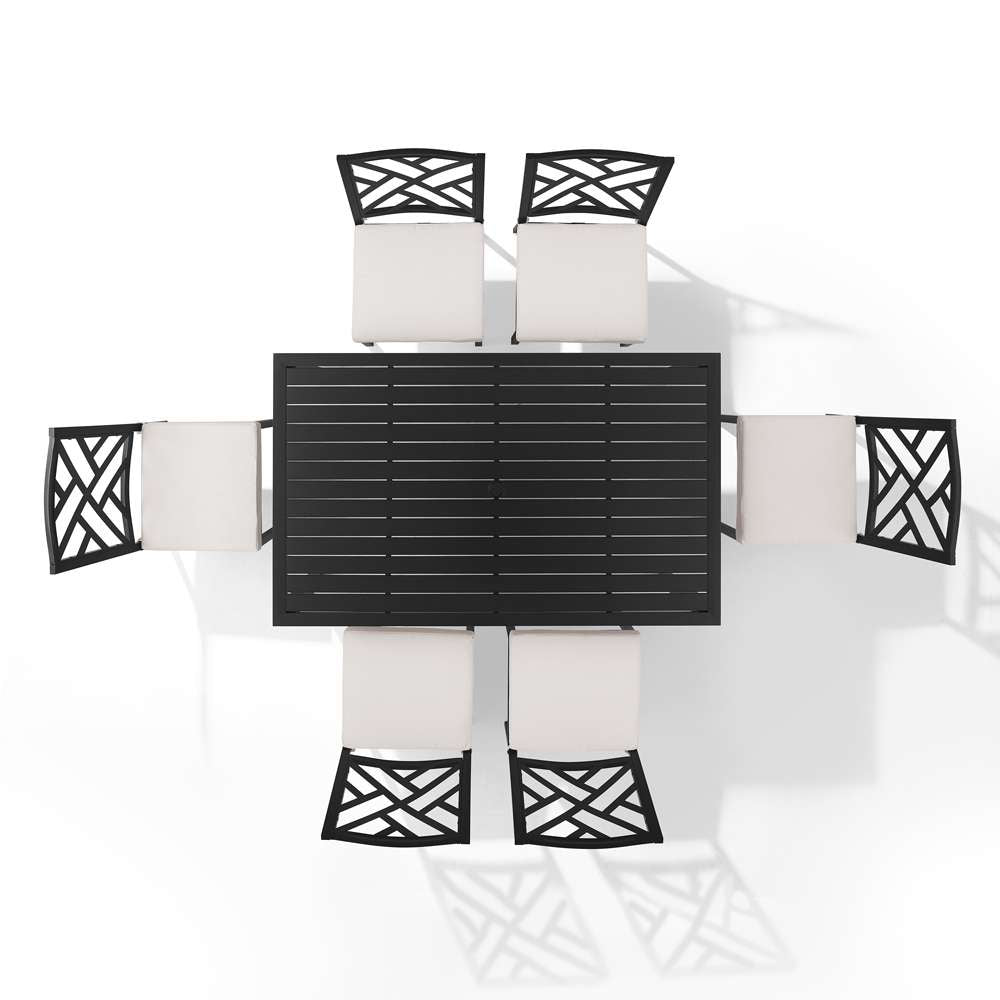 Crosley Furniture - Locke 7Pc Outdoor Dining Set Creme/Matte Black - Table & 6 Chairs - KO60052MB-CR_CLOSEOUT veiw 7