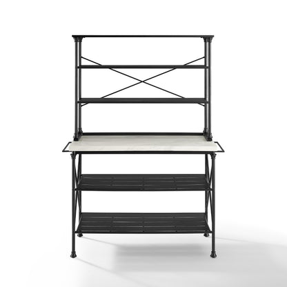 Crosley Furniture - Madeleine Kitchen Island & Hutch Matte Black - Island & Hutch - KF13031MB veiw 2