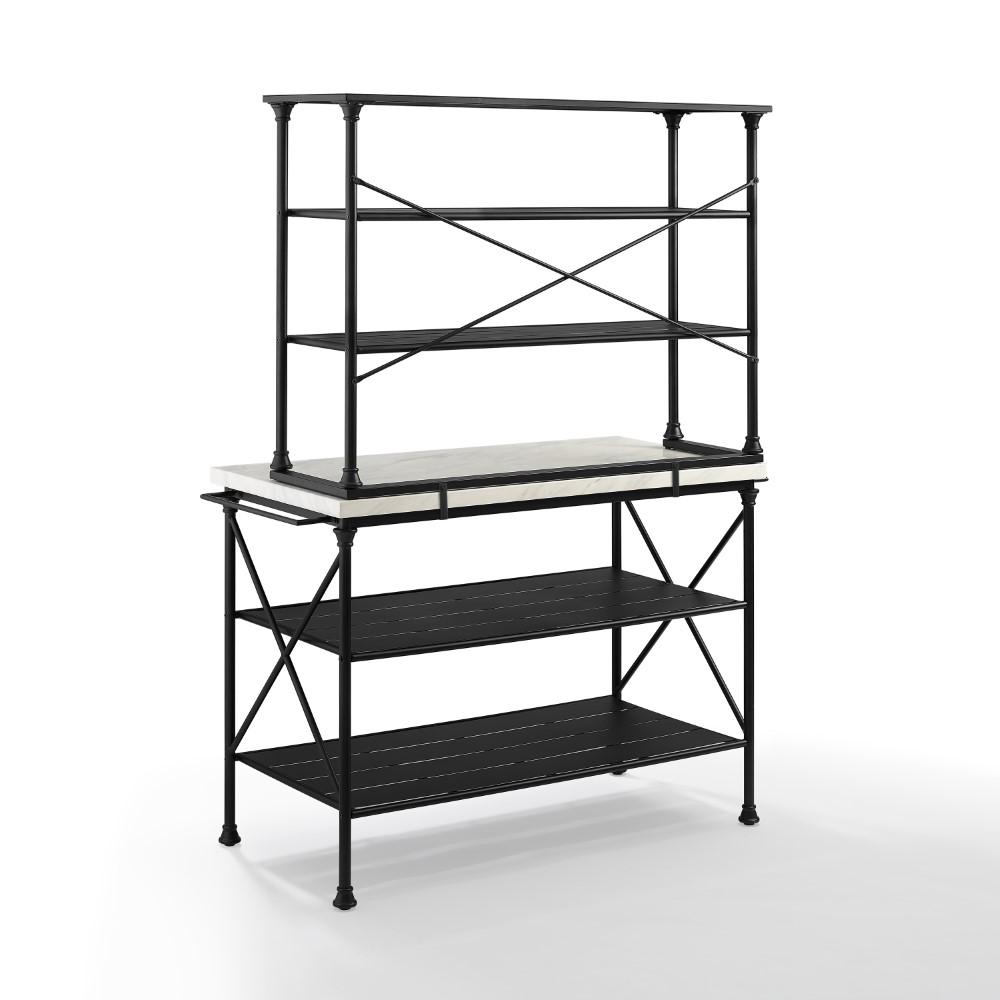 Crosley Furniture - Madeleine Kitchen Island & Hutch Matte Black - Island & Hutch - KF13031MB veiw 4