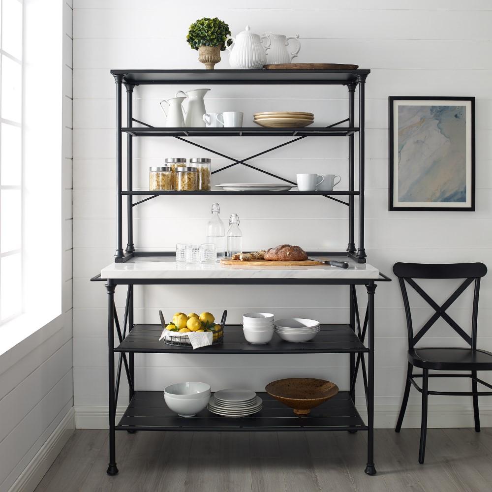 Crosley Furniture - Madeleine Kitchen Island & Hutch Matte Black - Island & Hutch - KF13031MB veiw 6