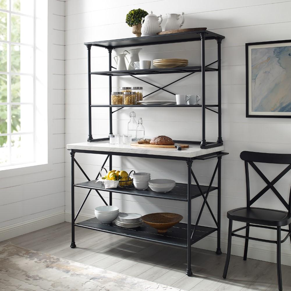 Crosley Furniture - Madeleine Kitchen Island & Hutch Matte Black - Island & Hutch - KF13031MB veiw 7