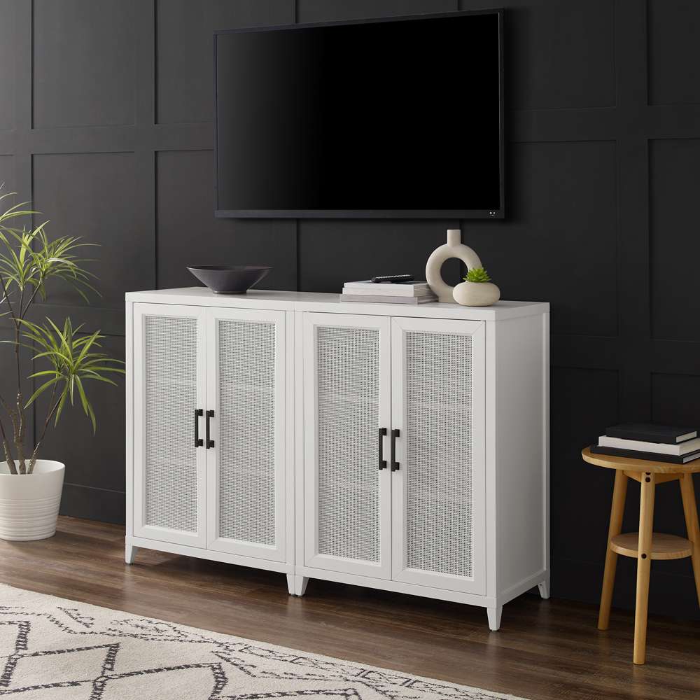 Crosley Furniture Milo 2Pc Media Storage Cabinet Set White - 2 Storage Pantries - KF13131WH veiw 1