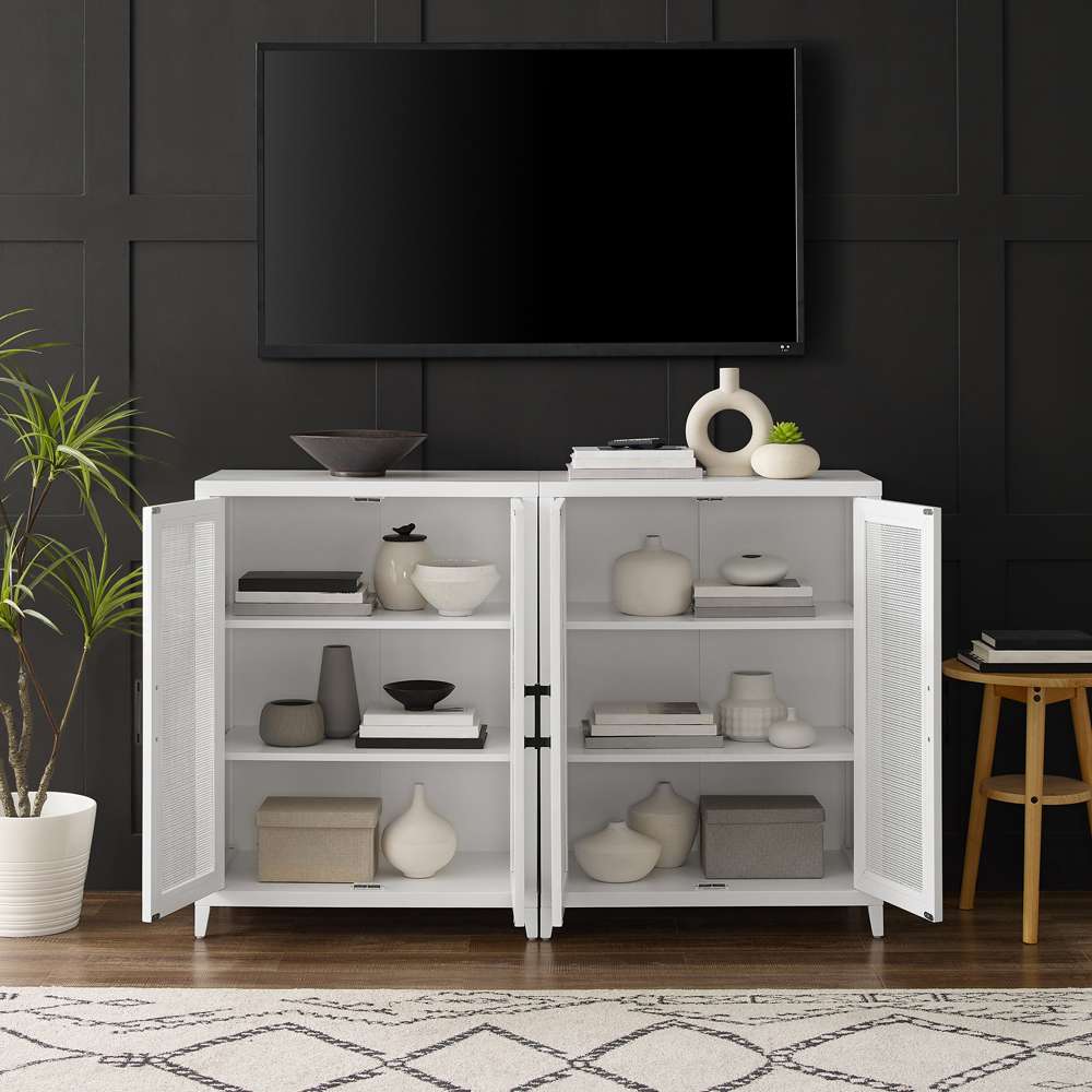 Crosley Furniture Milo 2Pc Media Storage Cabinet Set White - 2 Storage Pantries - KF13131WH veiw 3