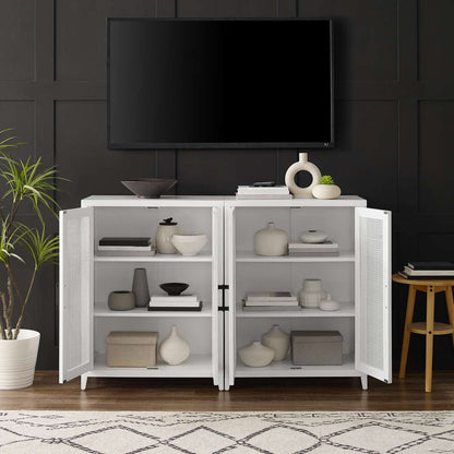 Crosley Furniture Milo 2Pc Media Storage Cabinet Set White - 2 Storage Pantries - KF13131WH veiw 3