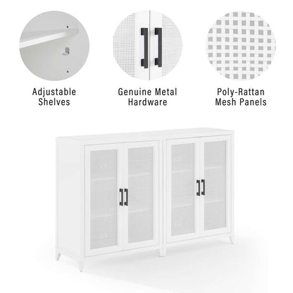 Crosley Furniture Milo 2Pc Media Storage Cabinet Set White - 2 Storage Pantries - KF13131WH veiw 4