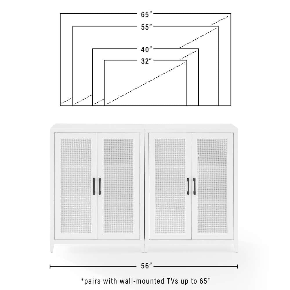 Crosley Furniture Milo 2Pc Media Storage Cabinet Set White - 2 Storage Pantries - KF13131WH veiw 5
