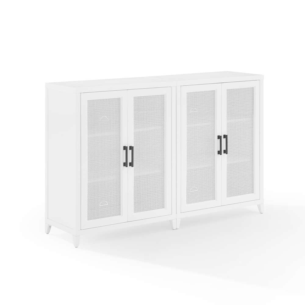 Crosley Furniture Milo 2Pc Media Storage Cabinet Set White - 2 Storage Pantries - KF13131WH veiw 7