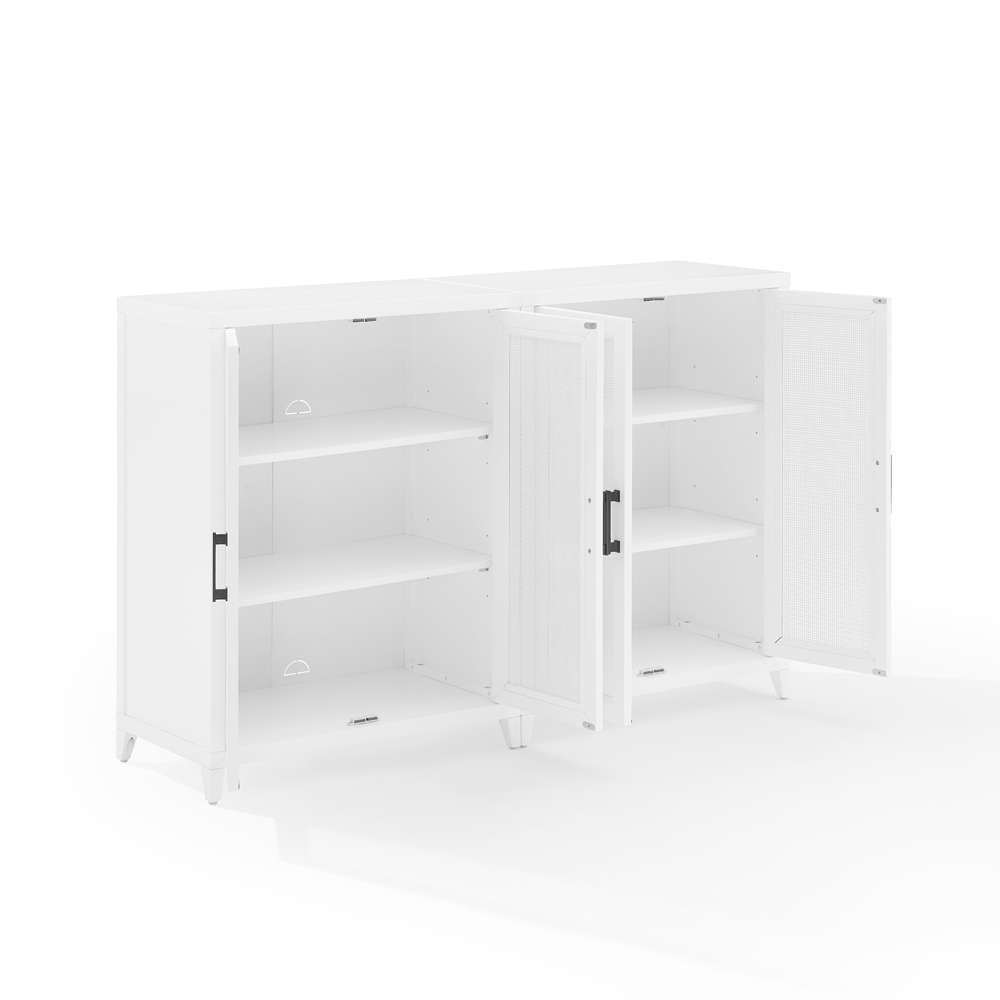 Crosley Furniture Milo 2Pc Media Storage Cabinet Set White - 2 Storage Pantries - KF13131WH veiw 9