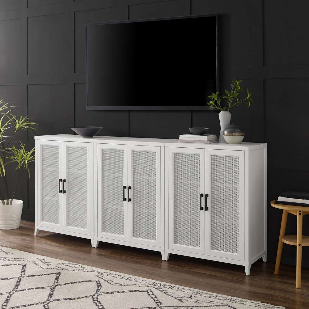 Crosley Furniture Milo 3Pc Media Storage Cabinet Set White - 3 Storage Pantries - KF13132WH veiw 1