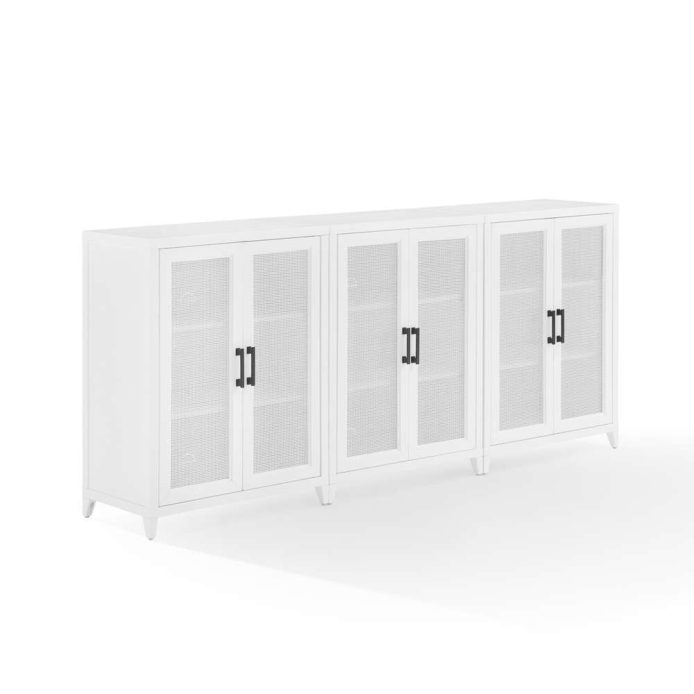Crosley Furniture Milo 3Pc Media Storage Cabinet Set White - 3 Storage Pantries - KF13132WH veiw 7