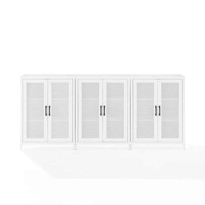 Crosley Furniture Milo 3Pc Media Storage Cabinet Set White - 3 Storage Pantries - KF13132WH veiw 8