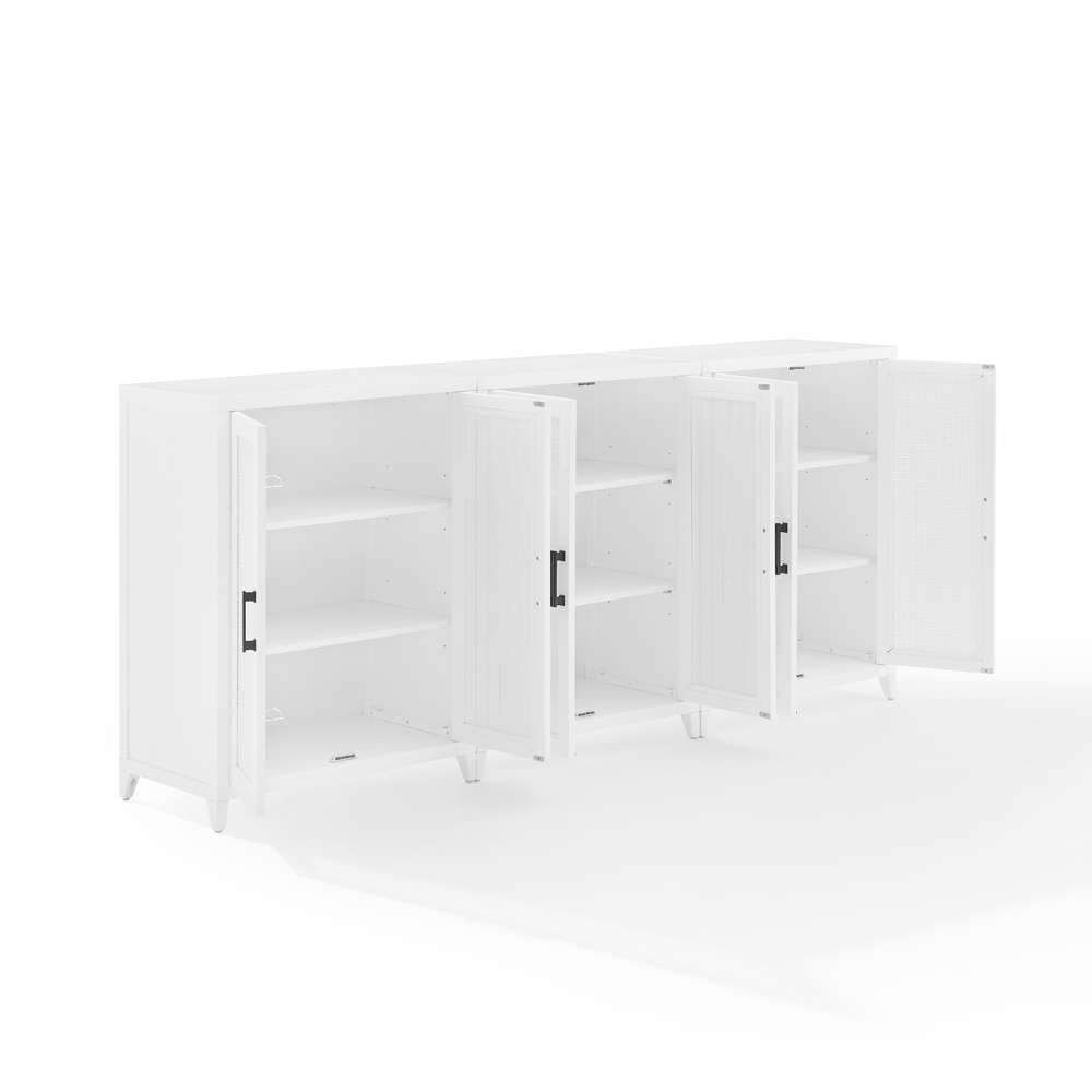 Crosley Furniture Milo 3Pc Media Storage Cabinet Set White - 3 Storage Pantries - KF13132WH veiw 9