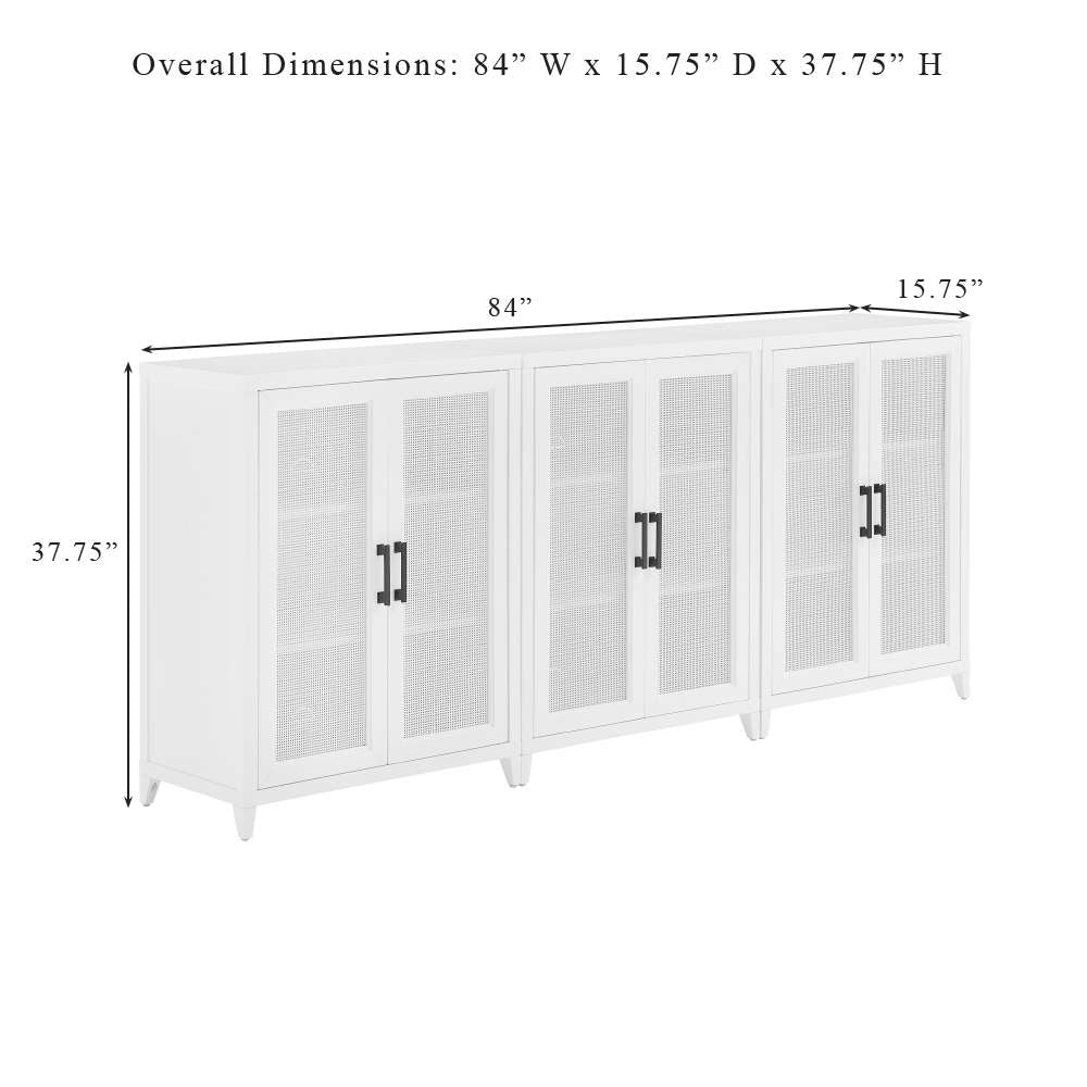 Crosley Furniture Milo 3Pc Media Storage Cabinet Set White - 3 Storage Pantries - KF13132WH veiw 11