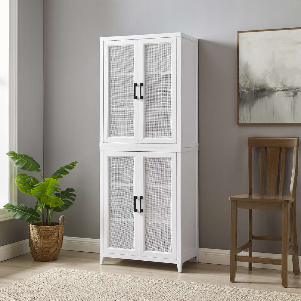 Crosley Furniture Milo Tall Storage Pantry White - 2 Stackable Pantries - KF33025WH veiw 4