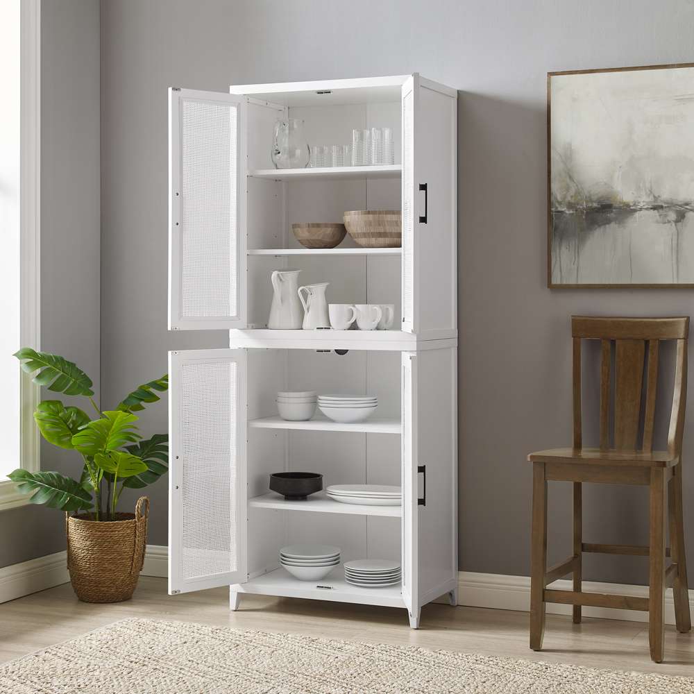 Crosley Furniture Milo Tall Storage Pantry White - 2 Stackable Pantries - KF33025WH veiw 6