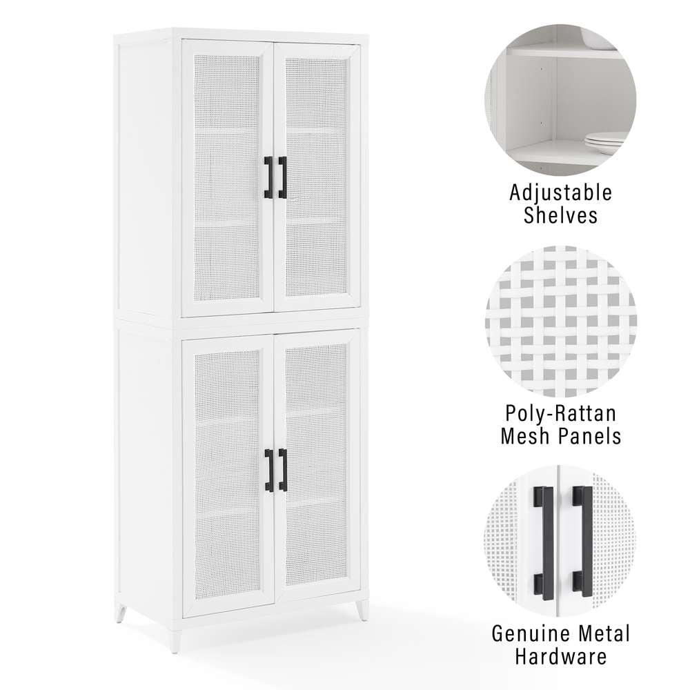 Crosley Furniture Milo Tall Storage Pantry White - 2 Stackable Pantries - KF33025WH veiw 7
