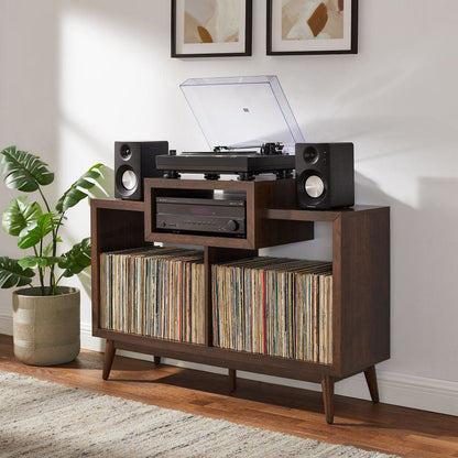 Crosley Furniture - Nashville Medium Record Player Stand With Vinyl Storage - CF1165-BR view 0