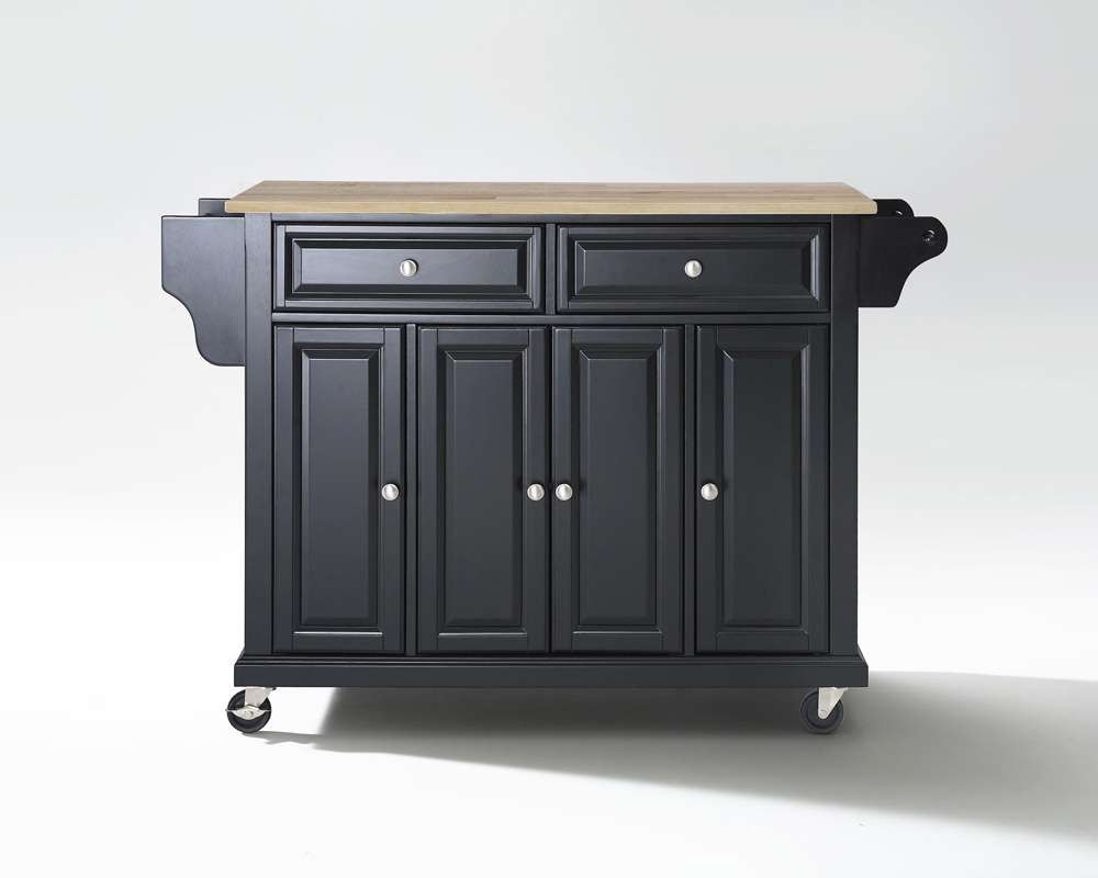 Crosley Furniture - Natural Wood Top Kitchen Cart/Island in Black Finish - KF30001EBK view 1