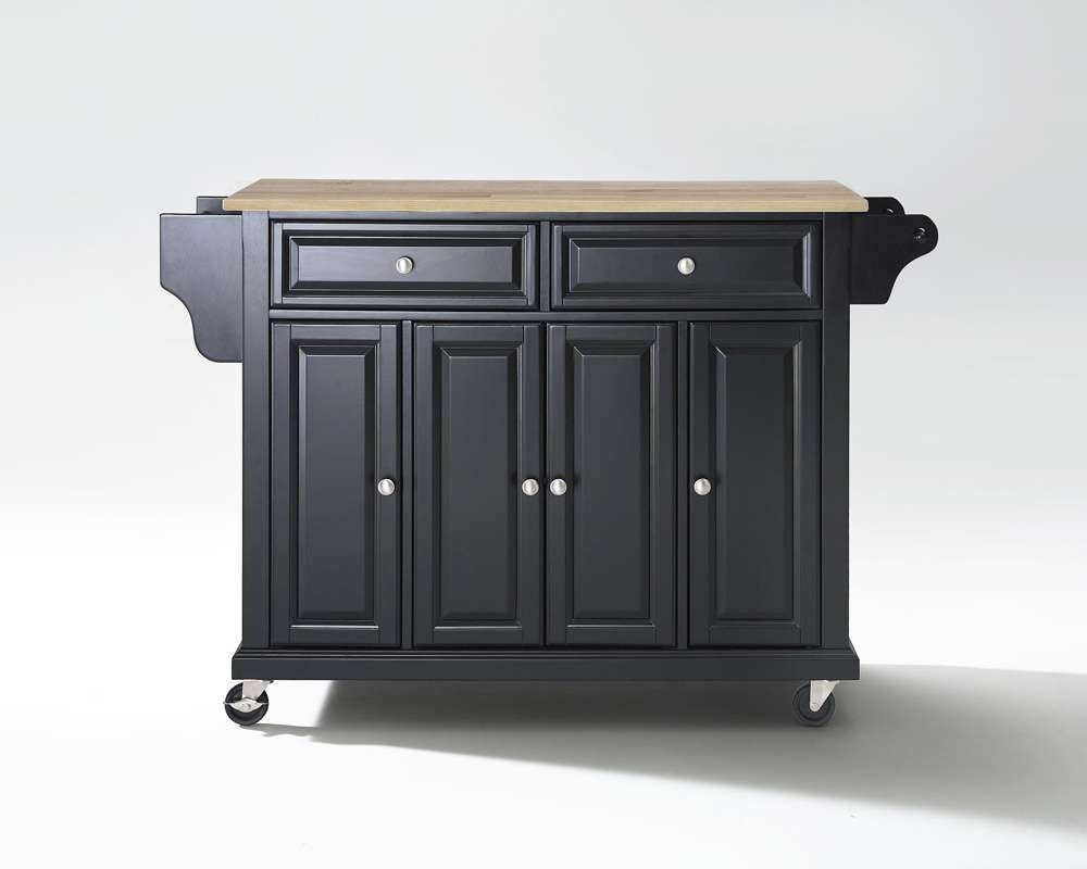 Crosley Furniture - Natural Wood Top Kitchen Cart/Island in Black Finish - KF30001EBK veiw 1