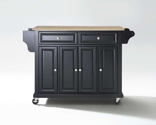 Crosley Furniture - Natural Wood Top Kitchen Cart/Island in Black Finish - KF30001EBK veiw 1