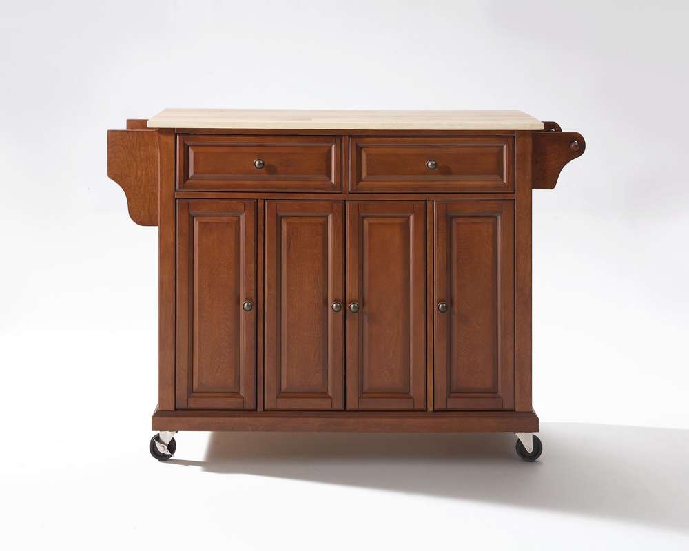 Crosley Furniture - Natural Wood Top Kitchen Cart/Island in Classic Cherry Finish - KF30001ECH veiw 1