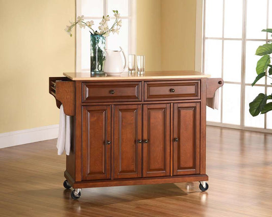 Crosley Furniture - Natural Wood Top Kitchen Cart/Island in Classic Cherry Finish - KF30001ECH veiw 2