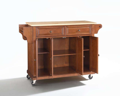 Crosley Furniture - Natural Wood Top Kitchen Cart/Island in Classic Cherry Finish - KF30001ECH veiw 3