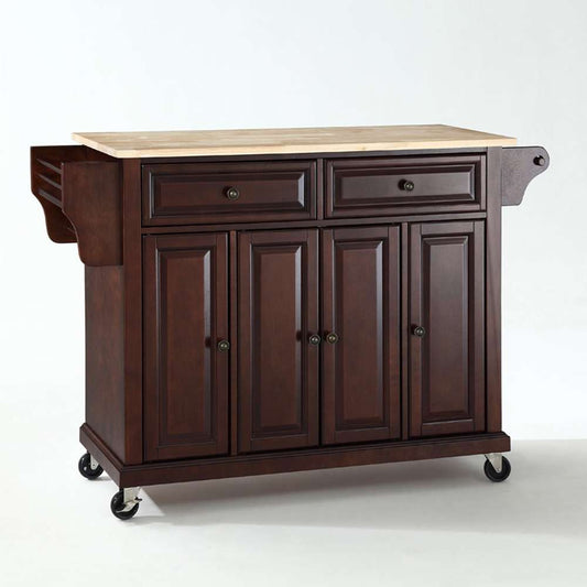 Crosley Furniture - Natural Wood Top Kitchen Cart/Island in Vintage Mahogany Finish - KF30001EMA view 1
