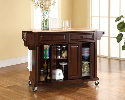Crosley Furniture - Natural Wood Top Kitchen Cart/Island in Vintage Mahogany Finish - KF30001EMA view 3