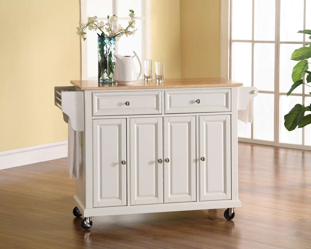 Crosley Furniture - Natural Wood Top Kitchen Cart/Island in White Finish - KF30001EWH view 3
