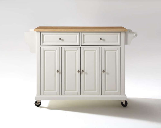 Crosley Furniture - Natural Wood Top Kitchen Cart/Island in White Finish - KF30001EWH veiw 1