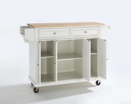 Crosley Furniture - Natural Wood Top Kitchen Cart/Island in White Finish - KF30001EWH veiw 2