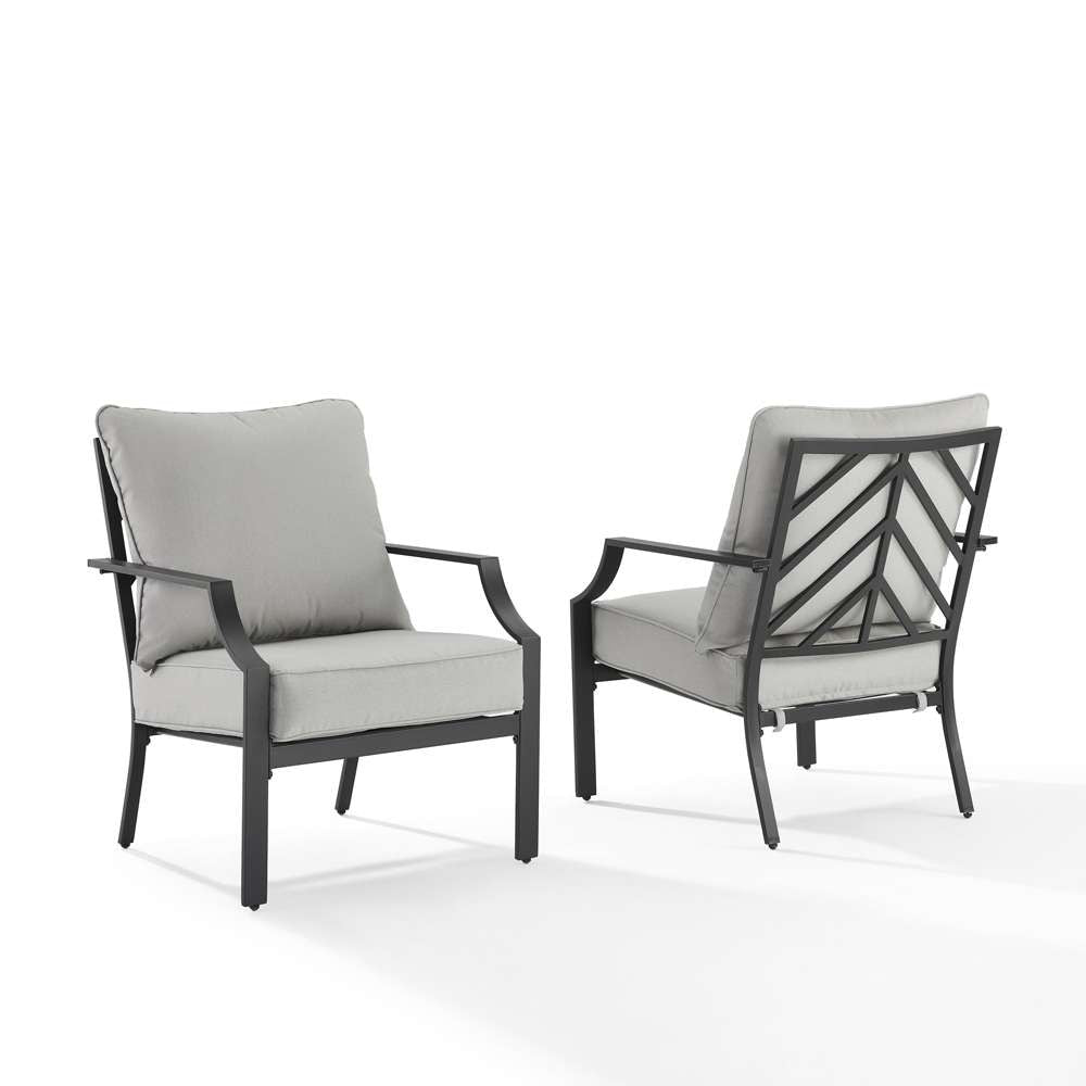 Crosley Furniture - Otto 2Pc Outdoor Chair Set Gray/Matte Black - 2 Armchairs - CO6293MB-GY veiw 1