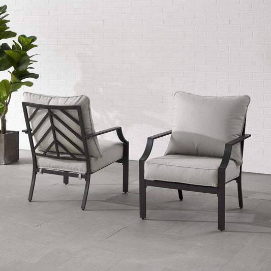 Crosley Furniture - Otto 2Pc Outdoor Chair Set Gray/Matte Black - 2 Armchairs - CO6293MB-GY veiw 2