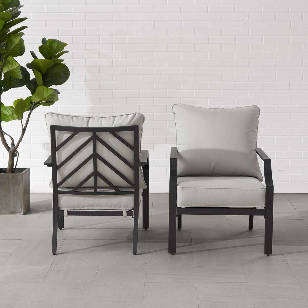 Crosley Furniture - Otto 2Pc Outdoor Chair Set Gray/Matte Black - 2 Armchairs - CO6293MB-GY veiw 3