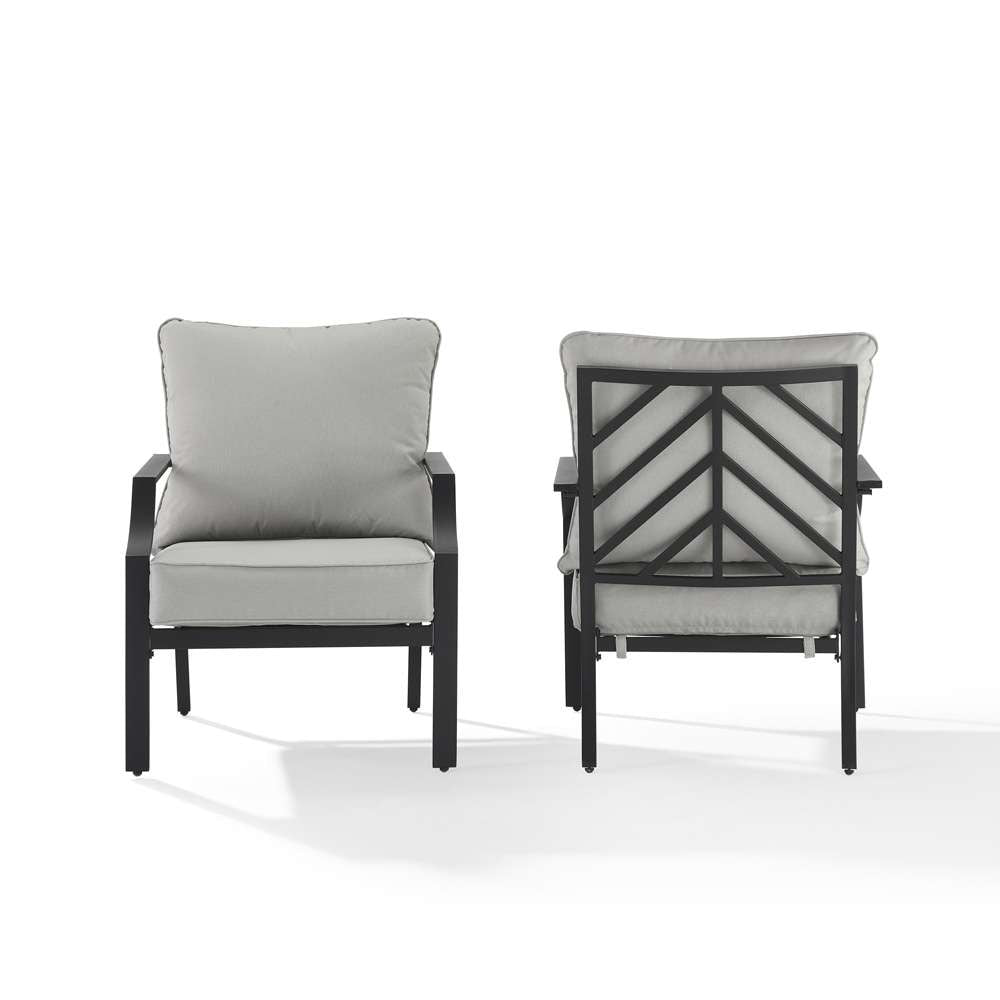 Crosley Furniture - Otto 2Pc Outdoor Chair Set Gray/Matte Black - 2 Armchairs - CO6293MB-GY veiw 6